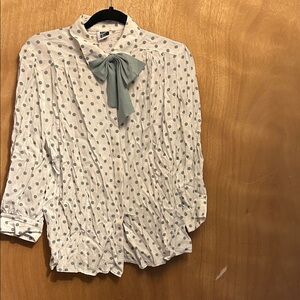 White Polka Dot Blouse with Bow